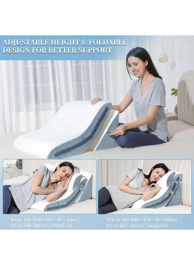 3PCS Bed Wedge Pillow for Sleeping, Memory Foam Reading Pillow for Adults, L 27.1" x H 23.6" Adjustable Body Pillow for Side Sleeper, Storage Bag Included - Image 1